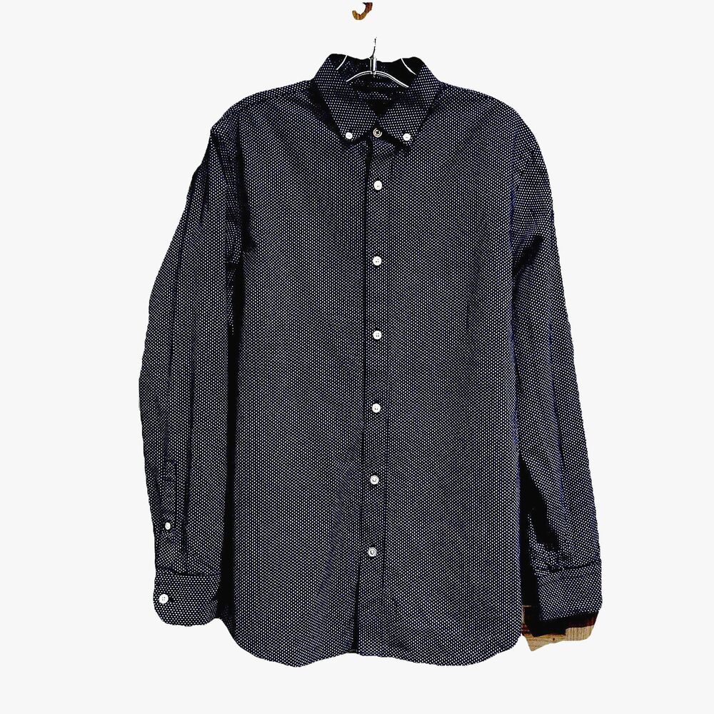 Banana Republic Shirt Mens M Slim Fit Non-Iron Blue Geometric Dress Long Sleeve